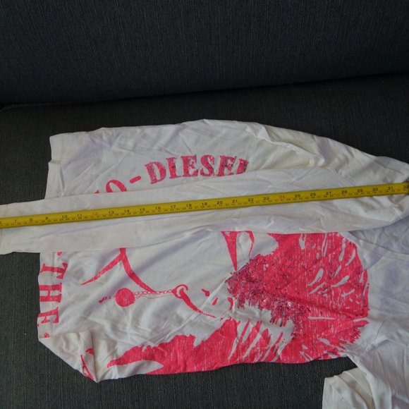 Diesel White V-Neck T-Shirt with Pink Only the Brave Design Size S - Picture 8 of 15